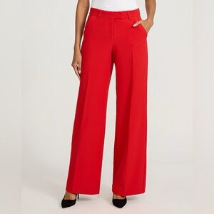 Express Lipstick Red Mid Rise Editor Relaxed Trouser Pant